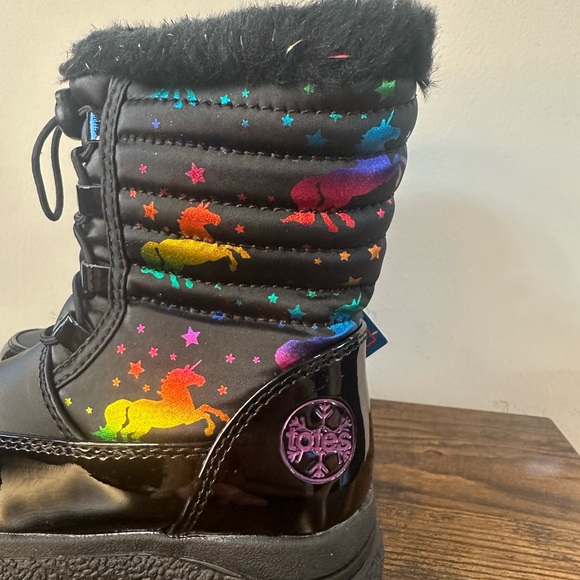 Totes Toddler Girls Reena Black Unicorn Winter Boot NWT Various Sizes - Picture 2 of 7